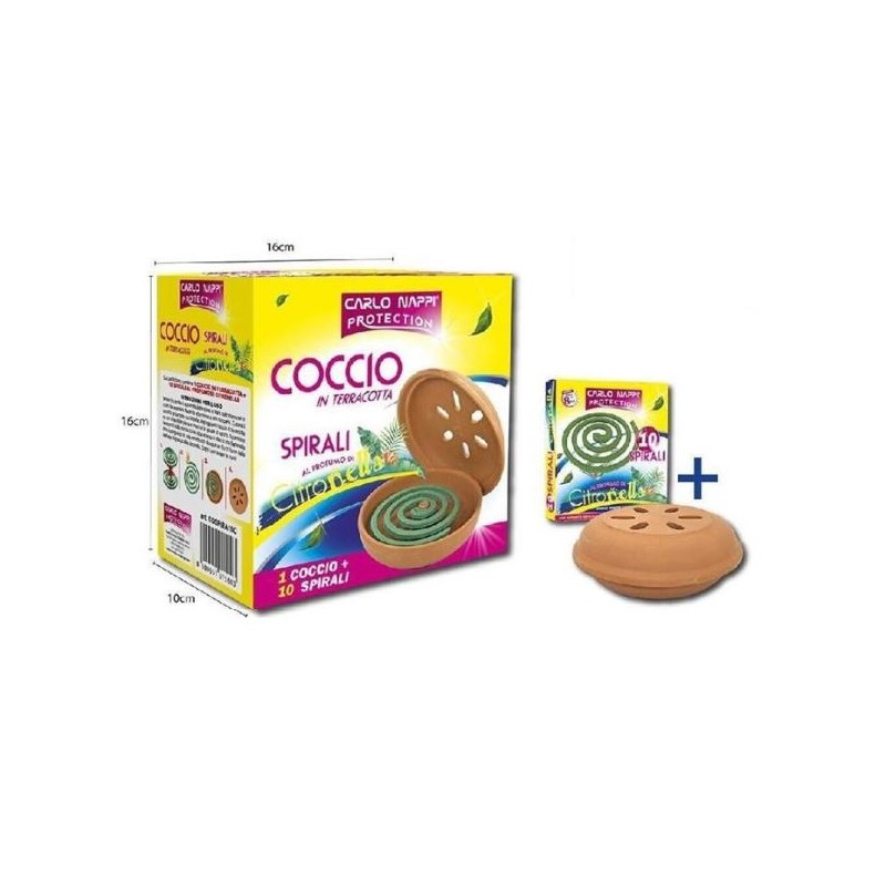 COCCIO IN TERRACOTTA + CONFEZIONE 10SPIRALI PROF CITRONELLA