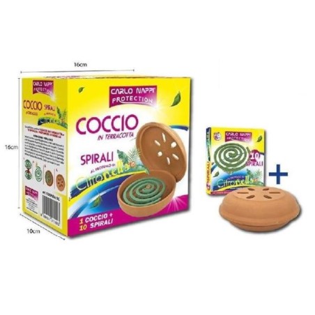 COCCIO IN TERRACOTTA + CONFEZIONE 10SPIRALI PROF CITRONELLA