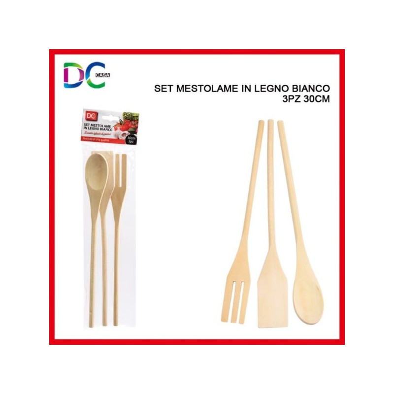 SET MESTOLAME IN LEGNO BIANCO 30CM 3PZ