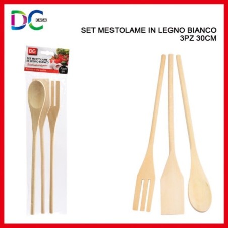 SET MESTOLAME IN LEGNO BIANCO 30CM 3PZ