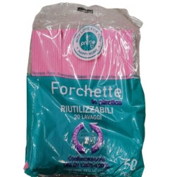 Forchette rosa in plastica 20 PZ