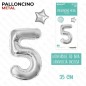 PALLONCINO ARGENTO METAL "5" 35CM