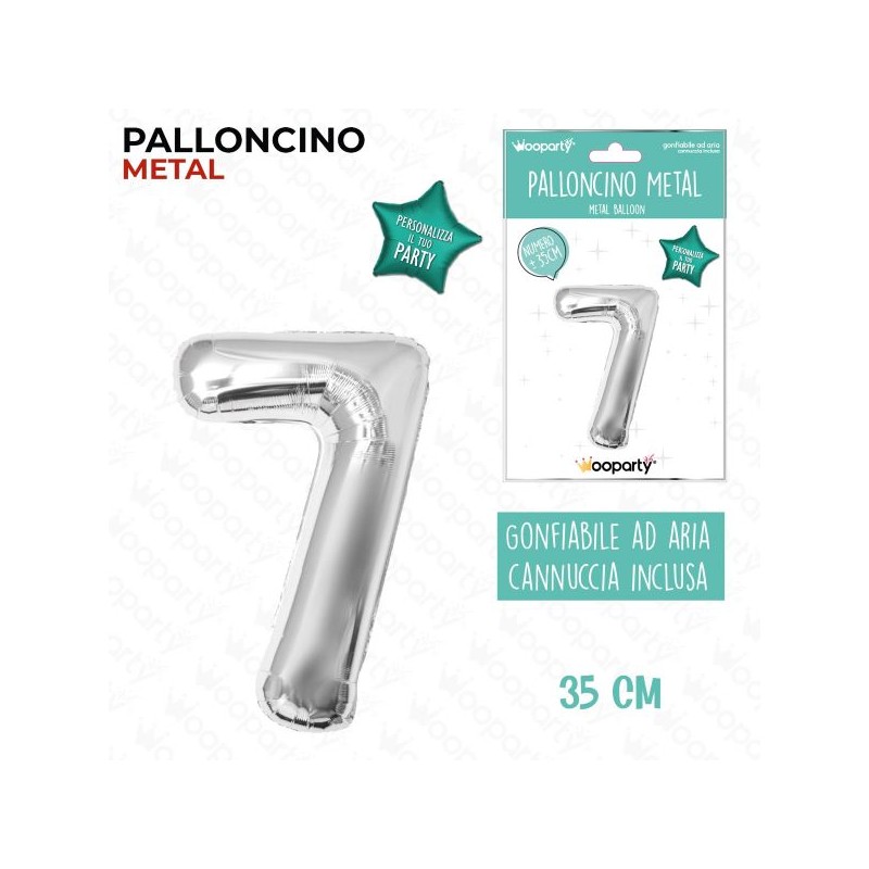 PALLONCINO ARGENTO METAL "7" 35CM