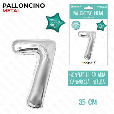 PALLONCINO ARGENTO METAL "7" 35CM