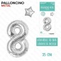 PALLONCINO ARGENTO METAL "8" 35CM