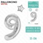 PALLONCINO ARGENTO METAL "9" 35CM