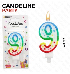CANDELINE MULTICOLOR "9" 8,5CM
