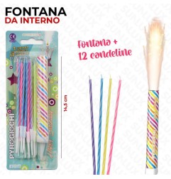 FONTANA DA INTERNO CON 12 CANDELINE COLORATE