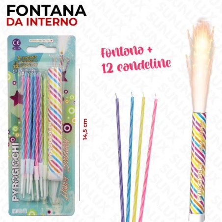 FONTANA DA INTERNO CON 12 CANDELINE COLORATE