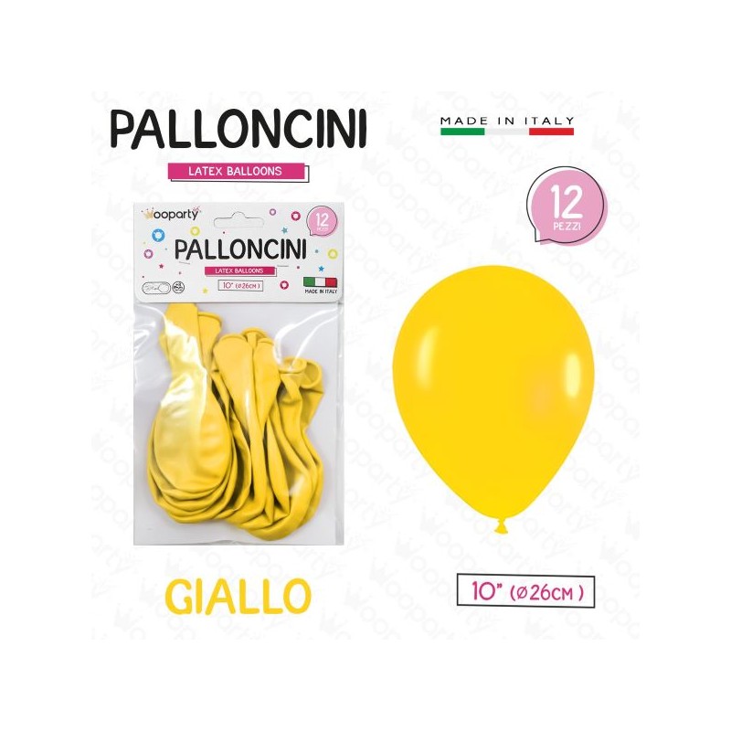 PALLONCINI GIALLO 10" DIAM. 26CM 12PZ