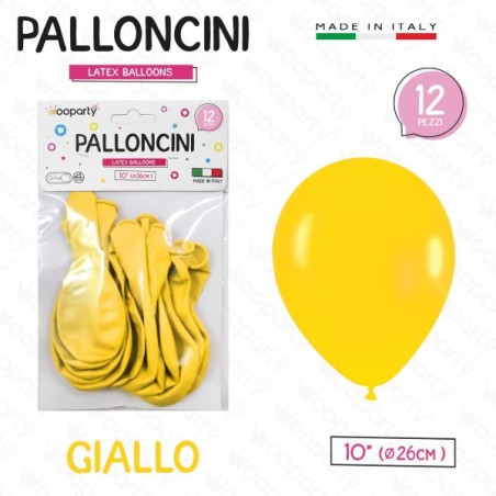 PALLONCINI GIALLO 10" DIAM. 26CM 12PZ