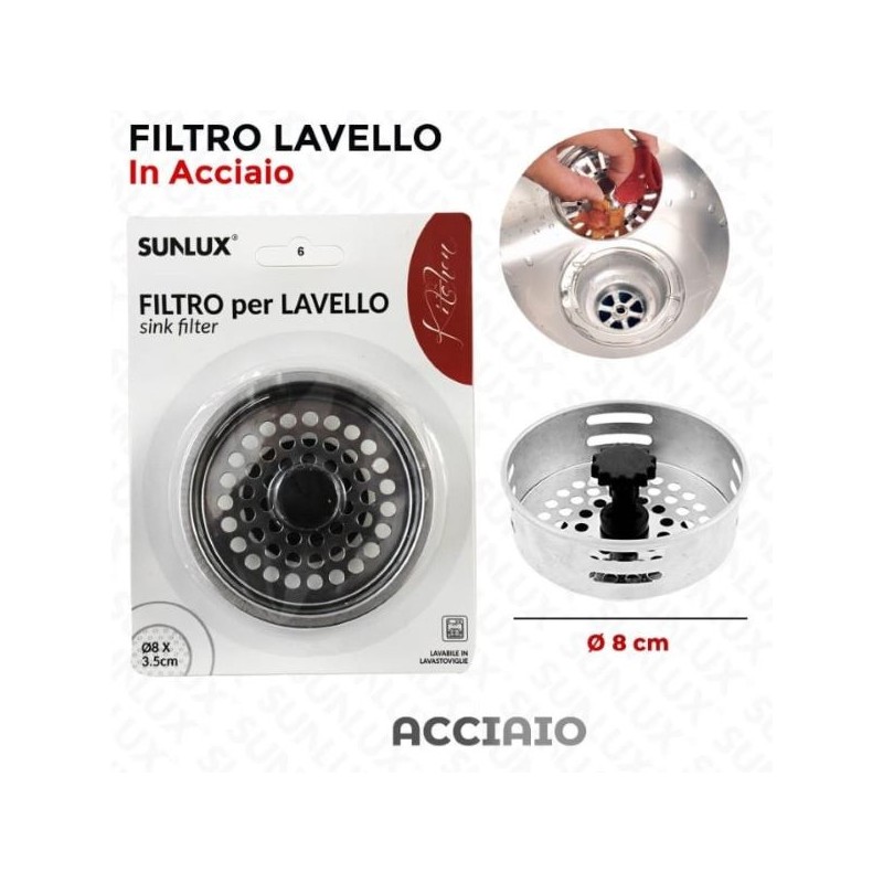 FILTRO LAVELLO IN ACCIAIO 8CM