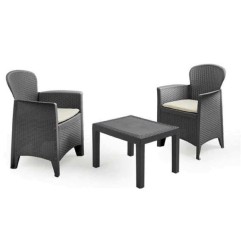 AKITA SET SALOTTINO CON CUSCINI ANTRACITE 3PZ