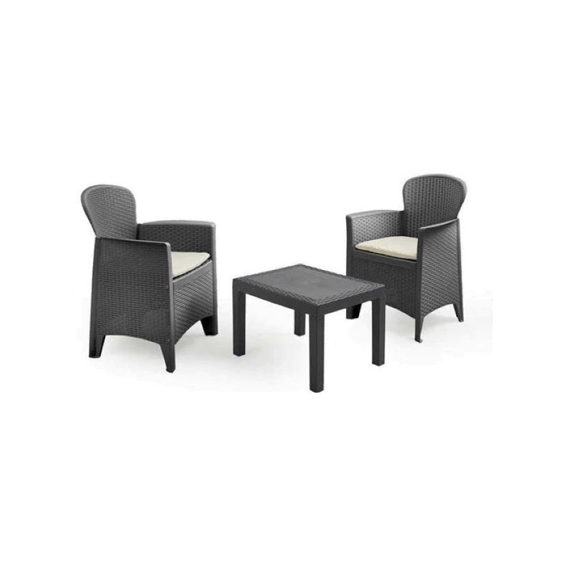 AKITA SET SALOTTINO CON CUSCINI ANTRACITE 3PZ