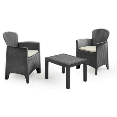 AKITA SET SALOTTINO CON CUSCINI ANTRACITE 3PZ