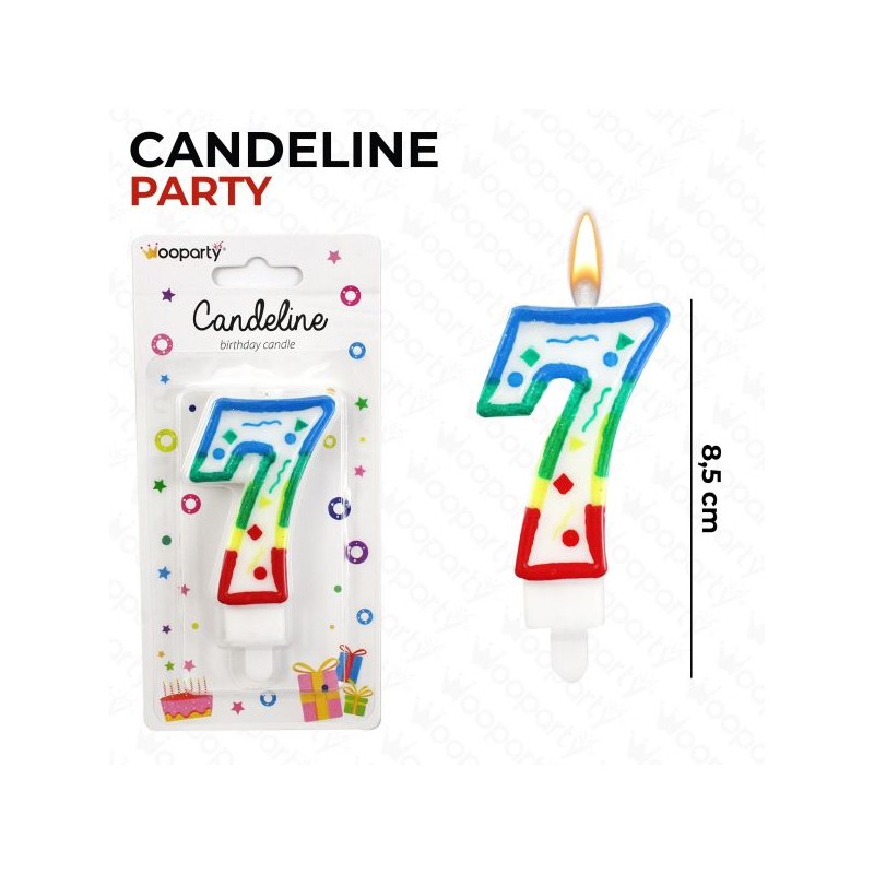 CANDELINE MULTICOLOR "7" 8,5CM