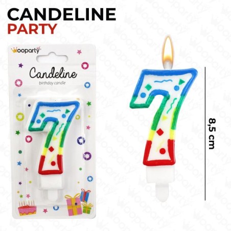 CANDELINE MULTICOLOR "7" 8,5CM