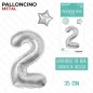 PALLONCINO ARGENTO METAL "2" 35CM