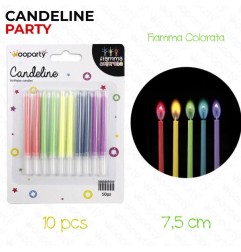CANDELINE CON FIAMMA COLORATA ASS. 7,5CM