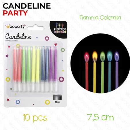 CANDELINE CON FIAMMA COLORATA ASS. 7,5CM