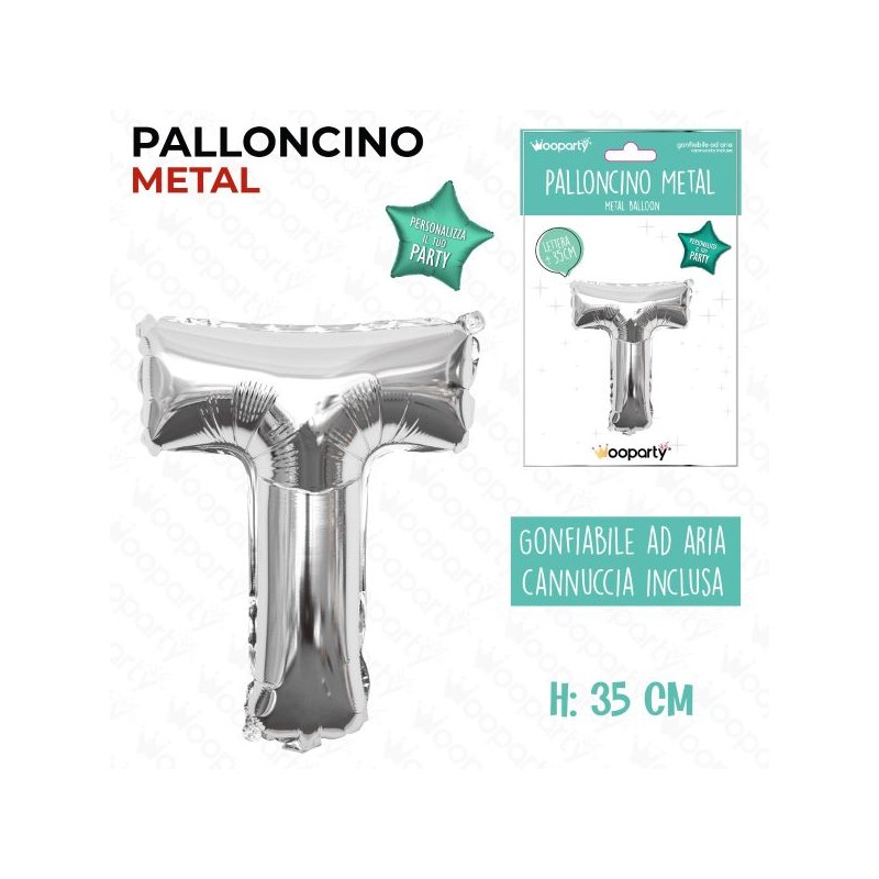 PALLONCINO ARGENTO LETTERA T 35CM