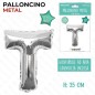 PALLONCINO ARGENTO LETTERA T 35CM