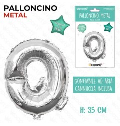 PALLONCINO ARGENTO LETTERA Q 35CM