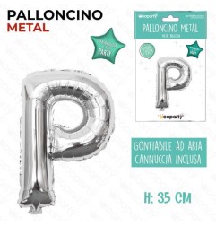 PALLONCINO ARGENTO LETTERA "P" 35CM