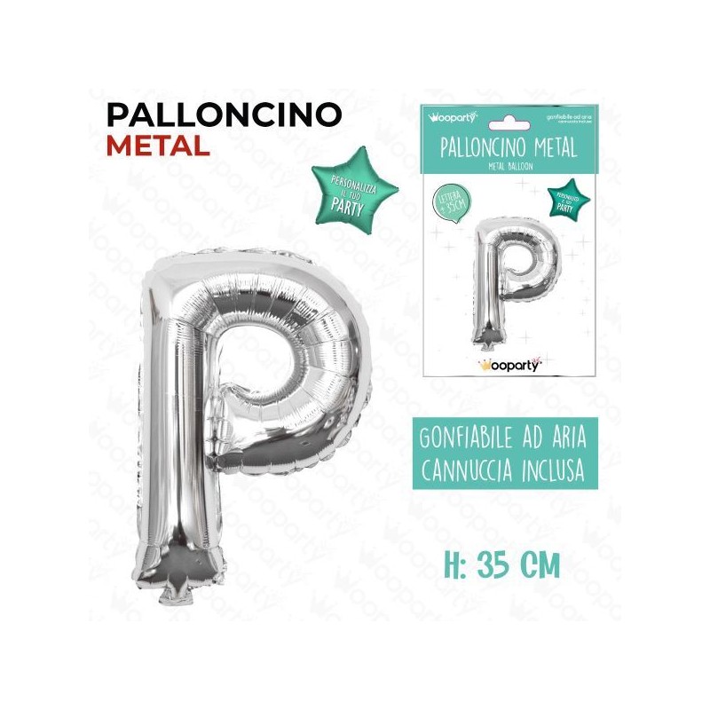 PALLONCINO ARGENTO LETTERA "P" 35CM