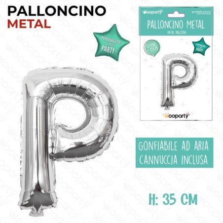 PALLONCINO ARGENTO LETTERA "P" 35CM