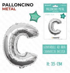 PALLONCINO ARGENTO LETTERA "C" 35CM