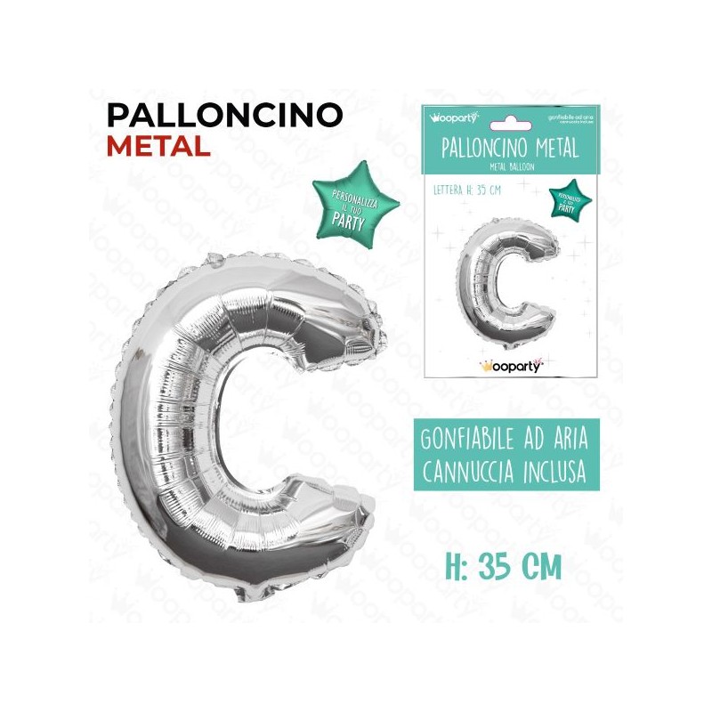 PALLONCINO ARGENTO LETTERA "C" 35CM