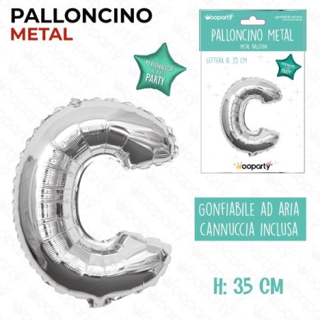 PALLONCINO ARGENTO LETTERA "C" 35CM