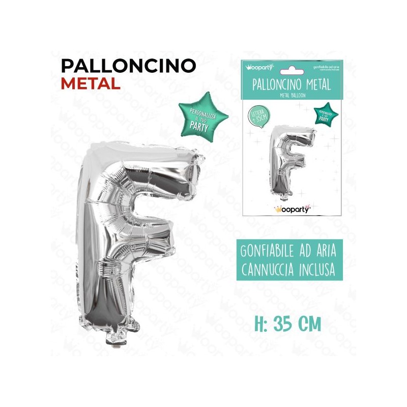 PALLONCINO ARGENTO LETTERA "F" 35 CM