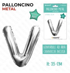 PALLONCINO ARGENTO LETTERA "V" 35CM