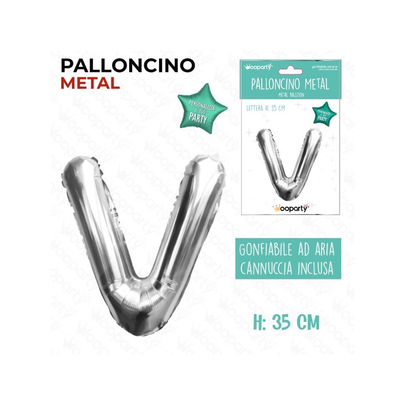 PALLONCINO ARGENTO LETTERA "V" 35CM