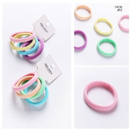 MELISSA ELASTICO CAPELLI 4PZ PASTEL 19CM