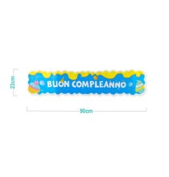 STRISCIONE BUON COMPLEANNO BLU 90X23CM 1PZ