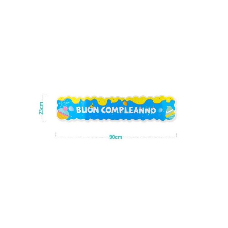 STRISCIONE BUON COMPLEANNO BLU 90X23CM 1PZ