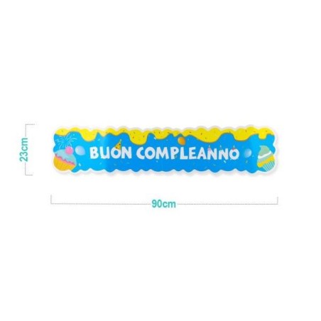 STRISCIONE BUON COMPLEANNO BLU 90X23CM 1PZ