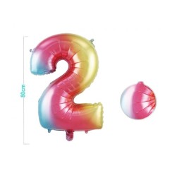 PALLONCINO MYLAR COLORATO NUMERO 2 80CM