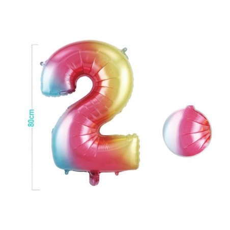 PALLONCINO MYLAR COLORATO NUMERO 2 80CM