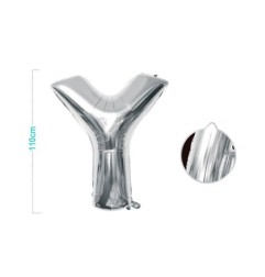 PALLONCINO MYLAR LETTERA Y ARGENTO 110CM