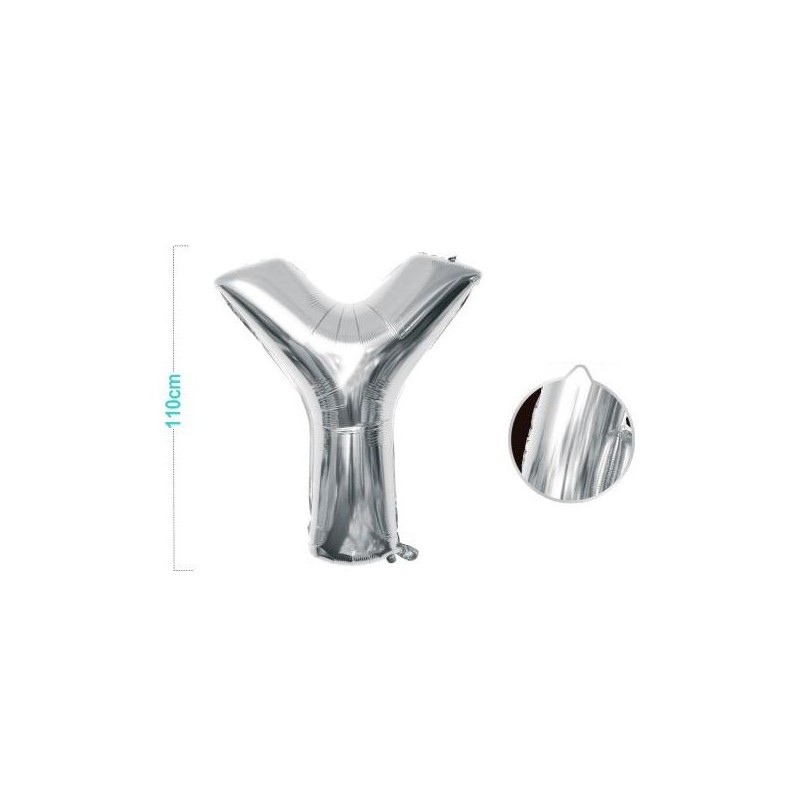 PALLONCINO MYLAR LETTERA Y ARGENTO 110CM