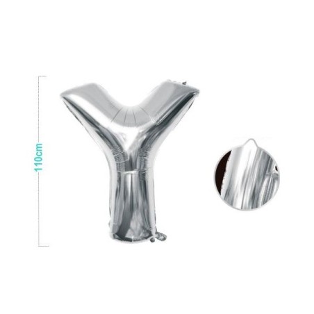 PALLONCINO MYLAR LETTERA Y ARGENTO 110CM