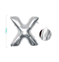 PALLONCINO MYLAR LETTERA X ARGENTO 110CM