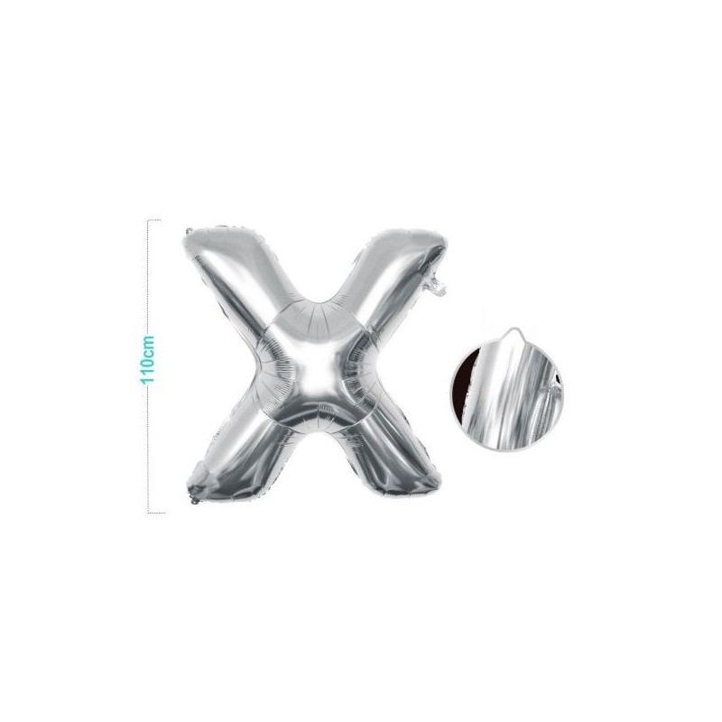 PALLONCINO MYLAR LETTERA X ARGENTO 110CM