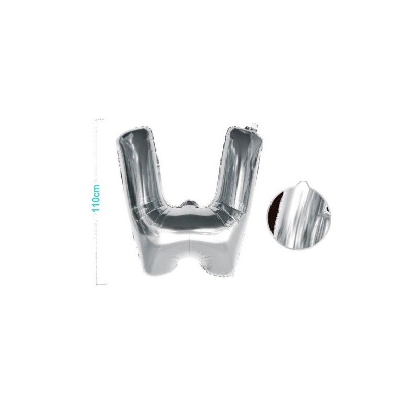 PALLONCINO MYLAR LETTERA W ARGENTO 110CM