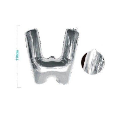 PALLONCINO MYLAR LETTERA W ARGENTO 110CM