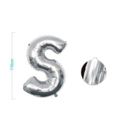 PALLONCINO MYLAR LETTERA S ARGENTO 110CM